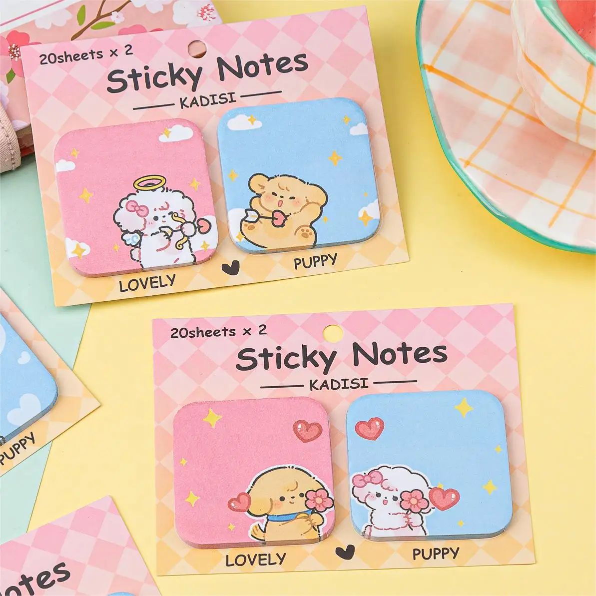 4Pcs/Set Kawaii Cartoon Animal Rabbit Bear Sticky Notes Sticker Cute Lovely Puppy Memo Pad School Office Stationery Scrapbooking