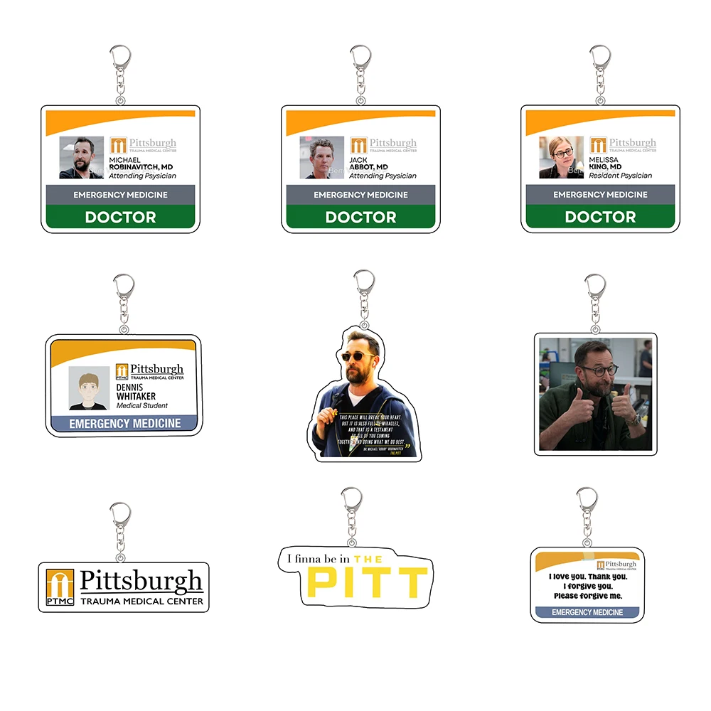 Popular TV Drama The Pitt Dr. Michael Heather Frank Dennis 5cm Acrylic KeyChain Peripheral Creativity Backpack Accessories