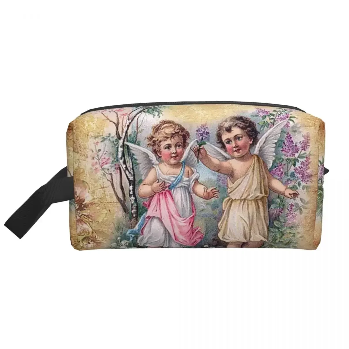 Custom Victorian Angel Toiletry Bag Women Vintage Angel Cosmetic Makeup Organizer Ladies Beauty Storage Dopp Kit Case