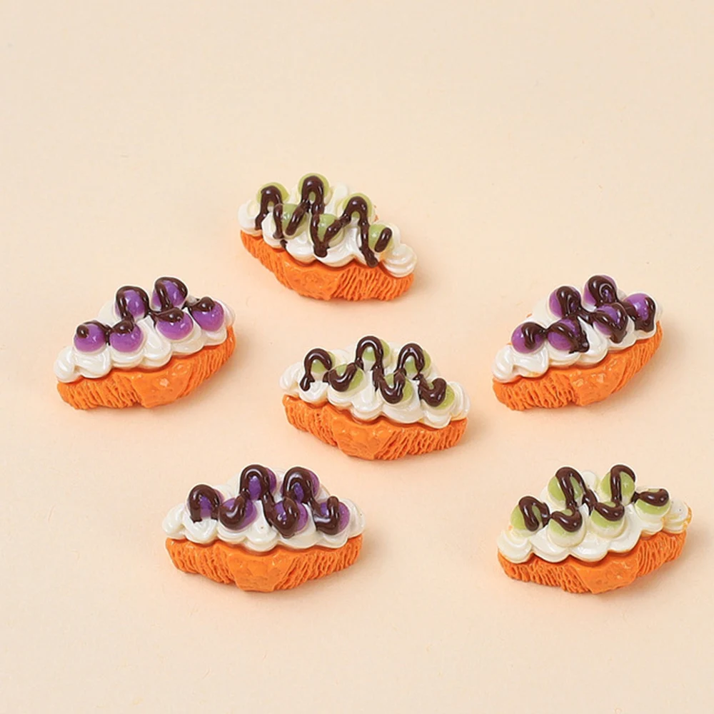 5PCS Grape Bread Series Miniature Flat Back Resin Cabochons For Hairpin Scrapbooking DIY Home Decor Craft Accessories