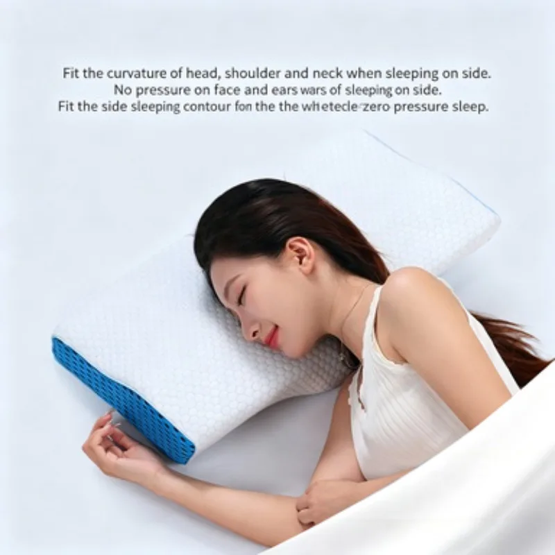 JFLEGAL Contour Memory Foam Pillow Adaptive Fit Cervical Pillow Zero Pressure Neck Support for All Sleep Positions