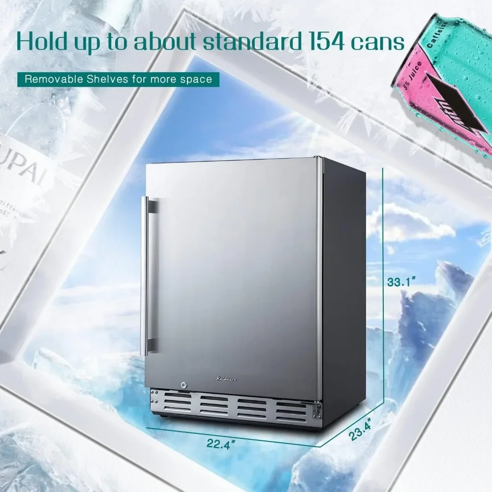 Refrigerador de bebidas, refrigerador de bebidas bajo encimera de 24 pulgadas para 154 latas con 32-41 ℉   Gama de temperatura, refrigerador de cerveza