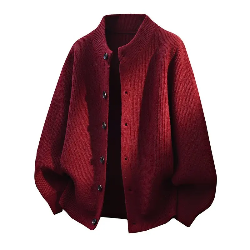 

Men's Knitted Cardigan Pure Color Loose Fit Casual Sle Sweater Jaet Spring Autumn Outerwear Slimming Knitwear Coat