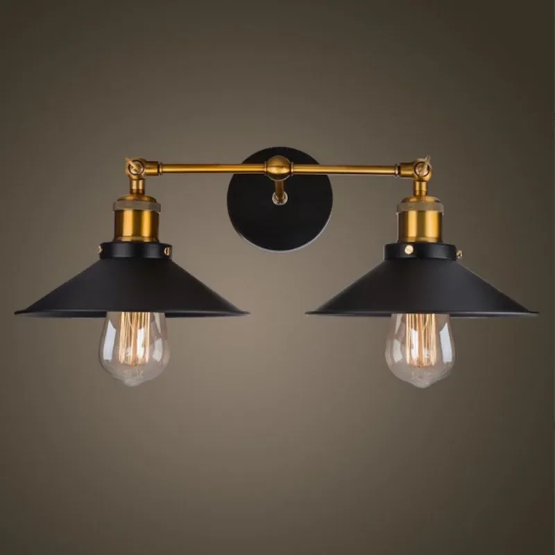 

Retro Wall Lamp Black Iron Lampshade E27 Edison Industry American Indoor Lighting for Living Room Vintage Wall Lights Loft Hot