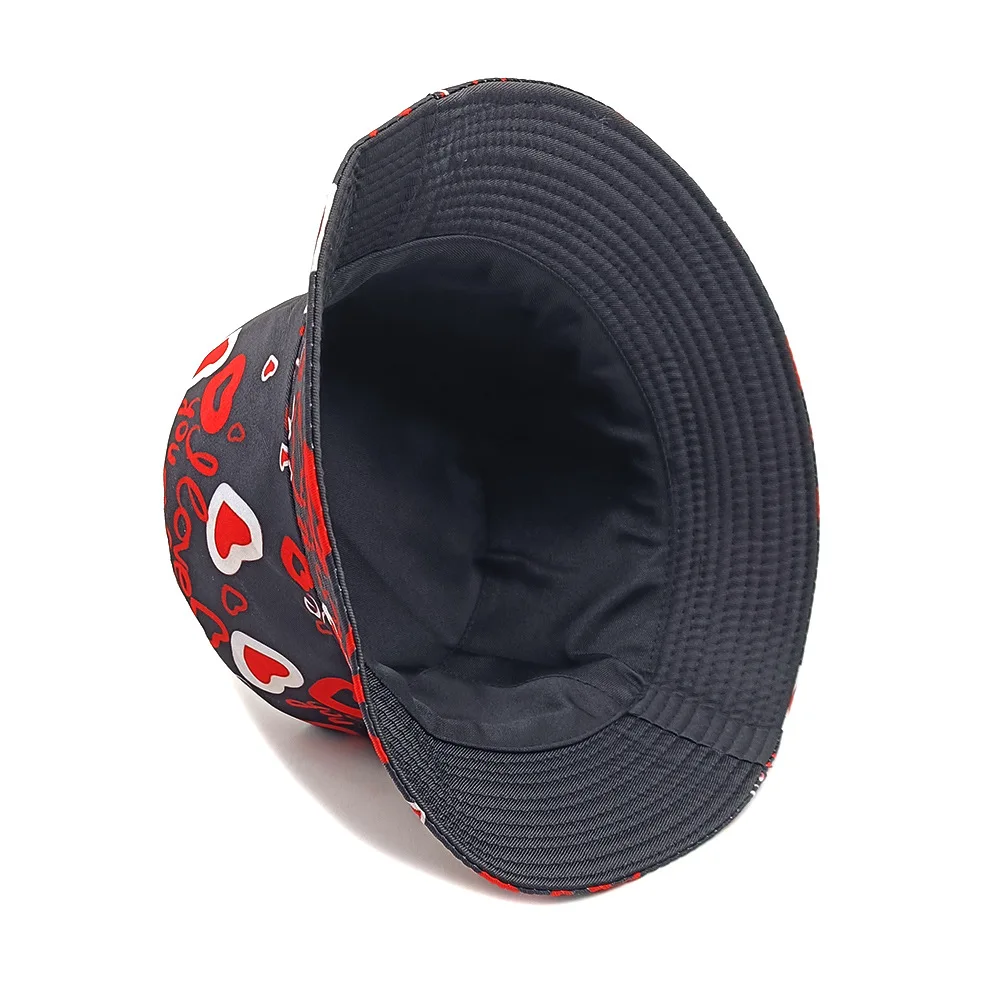 Love Pattern Valentine's Day Gift Bucket Hat Women Men Summer Sunscreen Fisherman Hats Unisex Reversible Panama Fashion Decorate 4