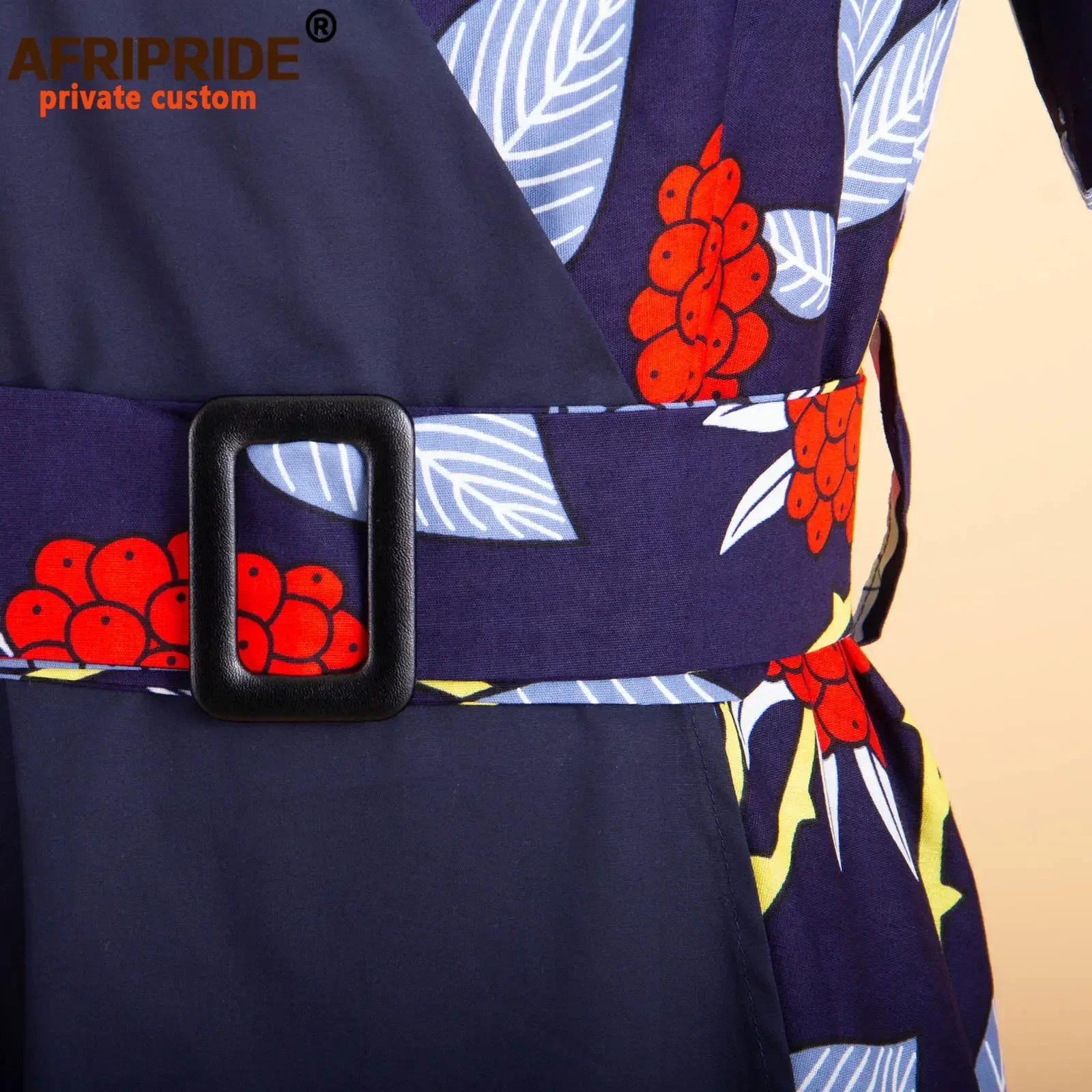 African Print Dresses for Women Dashiki Casual Outfits Short Sleeve V-Neck Plus Size A Line Dress With Belt AFRIPRIDE A2025003