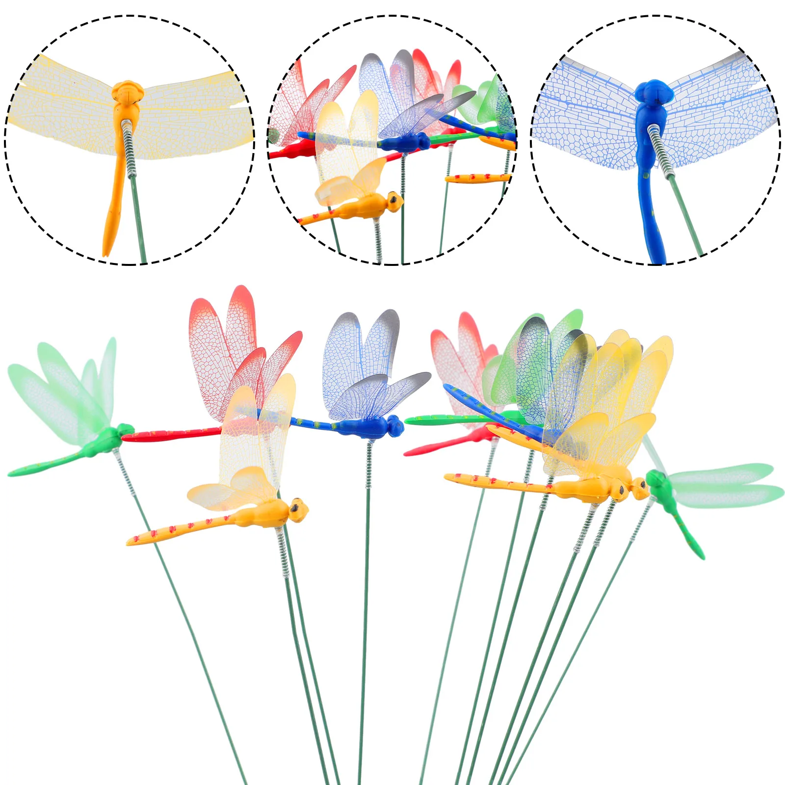 10pcs 3D Dragonfly Stakes   Garden Yard Plant    Arrangement Colorful Dragonfly Outdoor Decor      Flower Pots Decoration