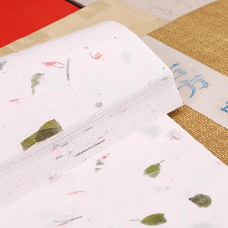 30 Sheets Retro Yunlong Tea Half Ripe Xuan Paper Soft Brush Calligraphy Work Creation Paper 23x34 cm