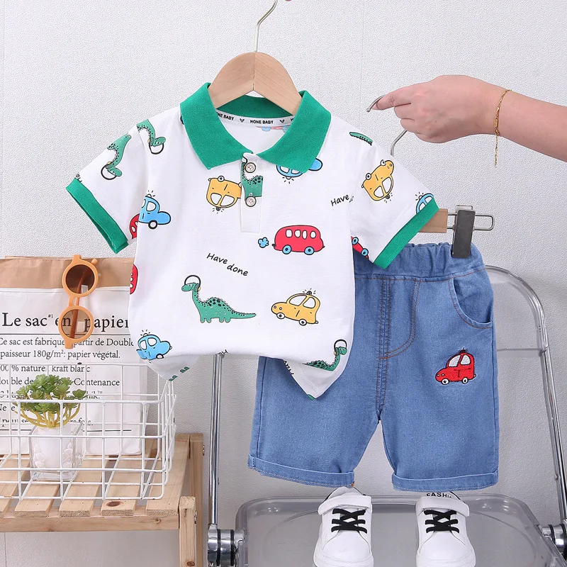 

Children Boys Casual Cartoon Shirt Shorts 2Pcs/Sets New Summer Baby Clothes Suit Toddler Costume Infant Outfits Kids Tracksuits