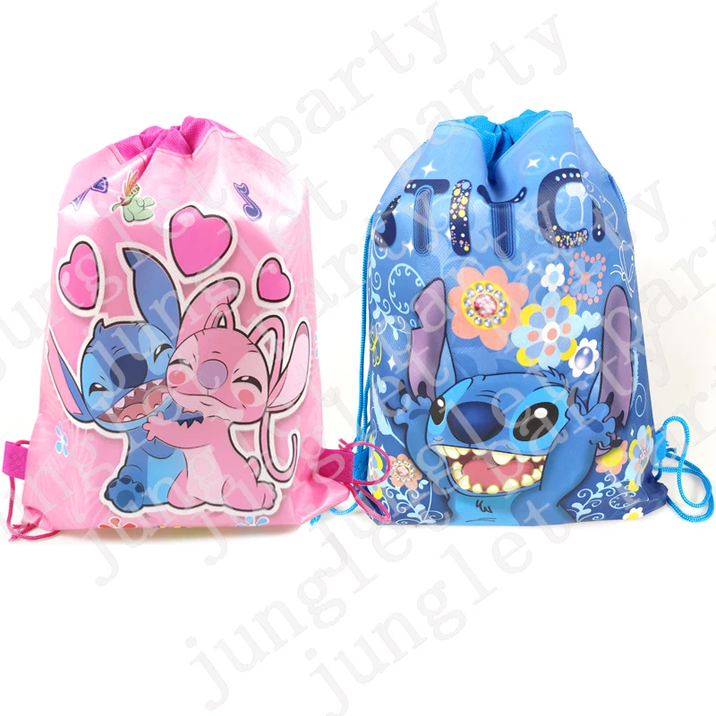 

10pcs/lot Disney Pink Blue Stitch Princess Frozen Theme Backpack Birthday Party Decorate Non-woven Fabrics Winnie Drawstring Bag