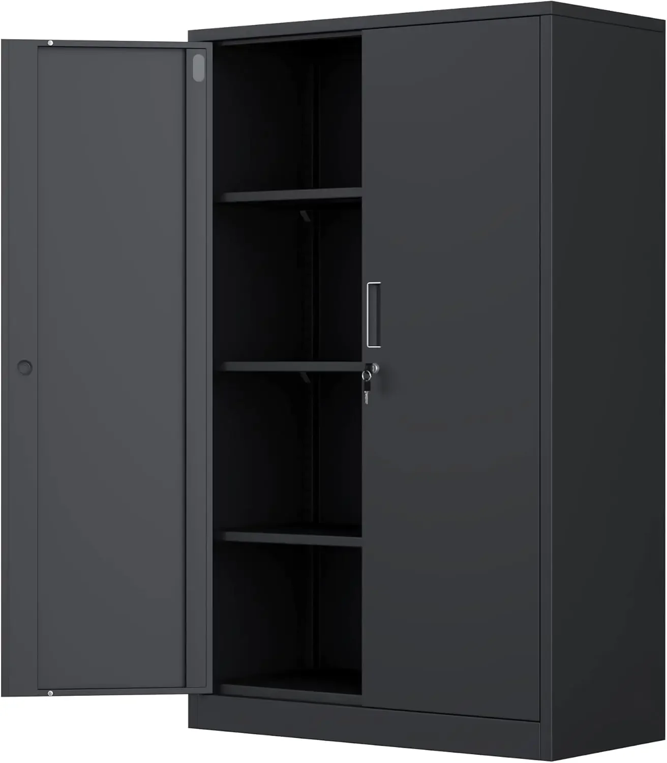 

Metal Storage Cabinet with Locking Doors and 3 Adjustable Shelves, 53.5-Inch Tall Lockable Steel Storage Cabinets for Home