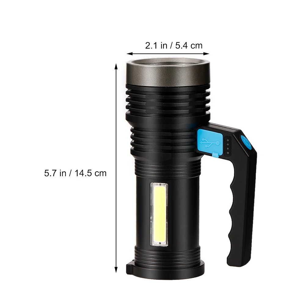 

Rechargeable Flashlight ABS Strong Durable Ergonomic Ideal Rain Household Camping Hiking Fishing USB Portable