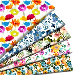 Blossom Flowers Florals Printed Polyester Pure Cotton Material By the Meter Patchwork Tissue Sewing Quilting Fabrics Needlework