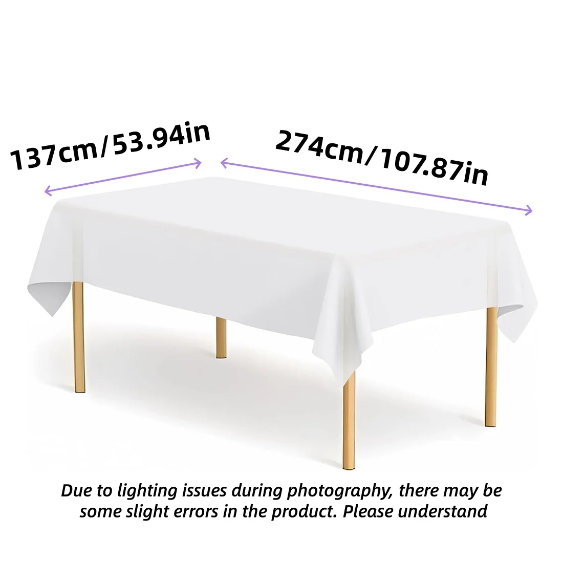 1pc 137×183cm Multi Solid Color Disposable Plastic Tablecloth Rectangle Table Cover for Birthday Wedding Events Party Decor