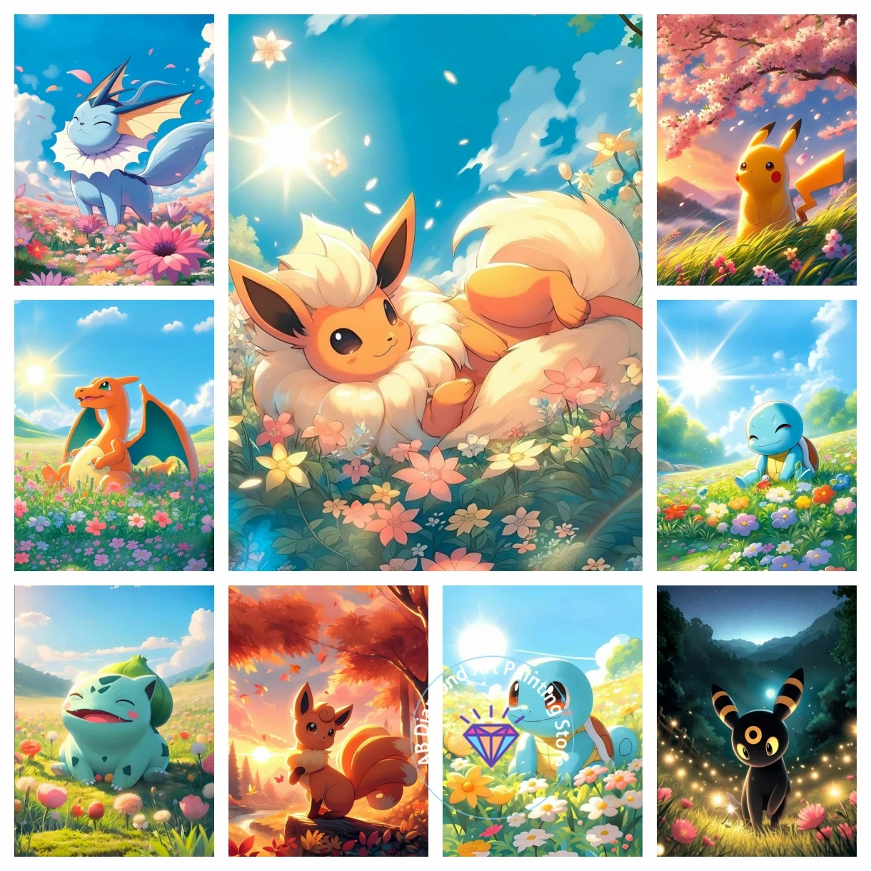 

Eevee Cute Cartoon Japanese Anime AB Diamond Painting 5D DIY Art Mosaic Embroidery Cross Stitch Pattern Wall Decoration Novelty