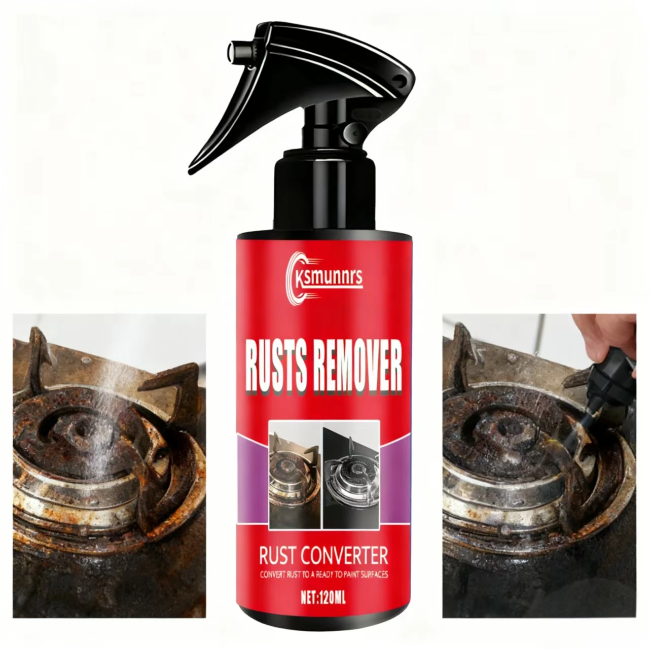 Ksmunnrs 120ML Rust Remover Spray, Instant Results Multi-Purpose Rust Inhibitor for Metal Surfaces, Fast-Acting Rust Removal & P image 6