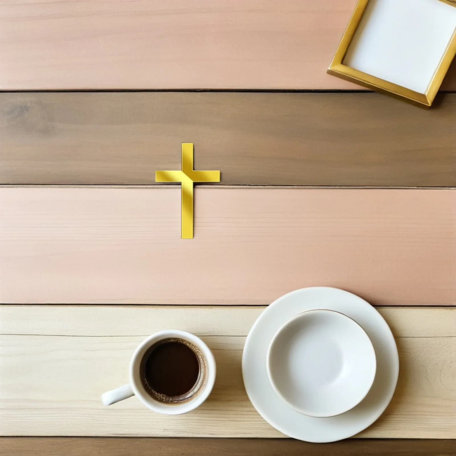 

20Pcs Cross Cake Topper Golden Acrylic Mirror Design Suitable for Wedding Christening Birthday Cupcake Decorative Inserts