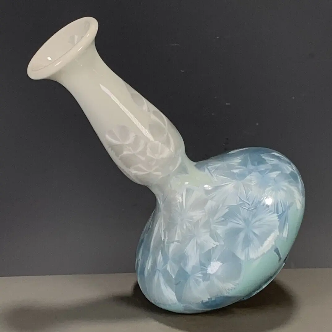 6.81 Inch Chinese Porcelain Blue Glaze Kiln Change Gourd Vase Exquisite Home Decorations