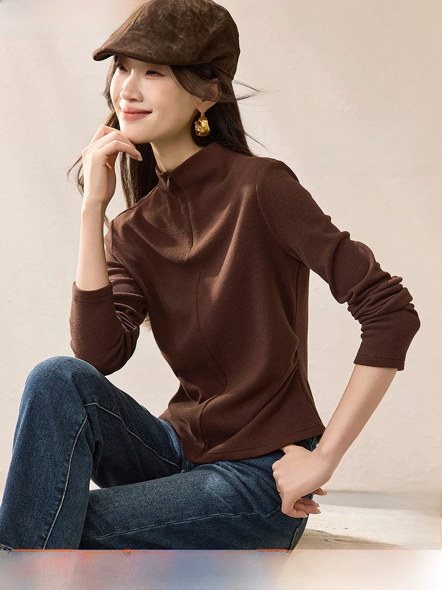 

Женская теплая мягкая кофта Mo Han Mei из смесовой шерсти на молнии, корейский стиль, для повседневной носки...