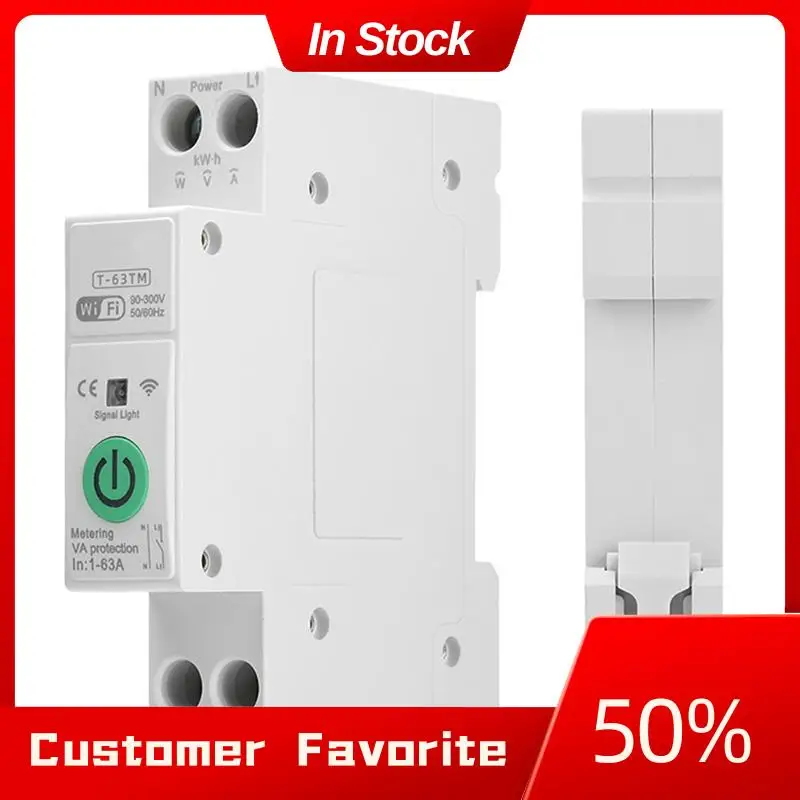 AT03 أعلى AC90-300V واي فاي قطاع دارة ذكي أكثر من الحالي تحت الجهد حماية قياس الطاقة اللاسلكية التحكم عن بعد 63A