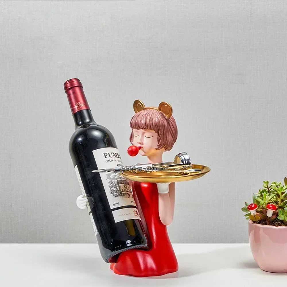 Sculpture Girl Tray Crafts Home Decor Girl Wine Rack,MultifunctionRestaurant Wine Cabinet Creative Modern Wine Rack Decoration