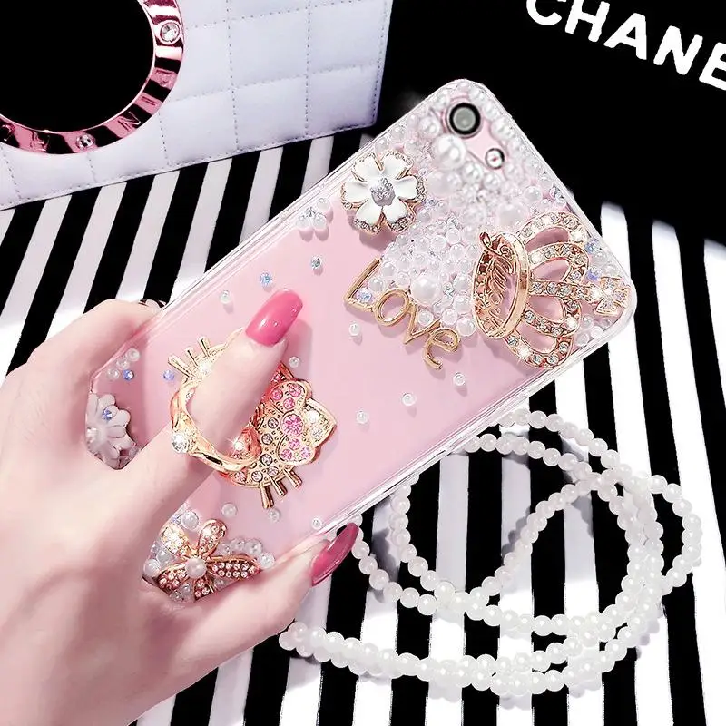 Hot Sanrio Kawaii Iphone Phone Case Hello Kitty Cartoon Three-Dimensional Glue Diamond Iphone15Promax Cartoon Anti-Fall Cover image 4