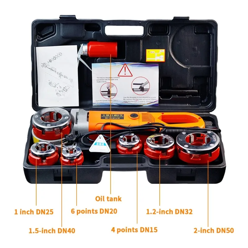 Handheld Electric Pipe Threader Threading Machine for Galvanized Pipes Portable Metalworking Tool for Home Improvement