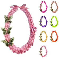 wholesale woven hawaiian ribbon lei flowers with money butterfly 2(two)colors 2025 for graduation