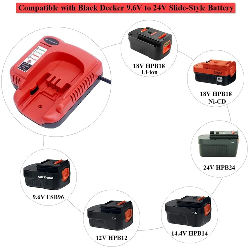 BDFC240 NI-CD NI-MH Batterie Ladegerät Für Black & Decke 9,6 V-24 V Serise Batterie Elektrische Werkzeug Zubehör Power werkzeuge, EU Stecker