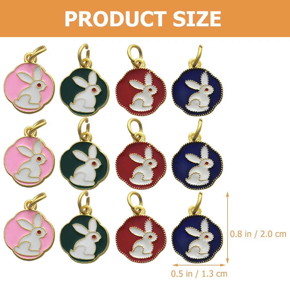 

12Pcs Rabbit DIY Charm Pendants Cartoon Bunny Shaped Alloy Charms Jewelry Making Keychain Supplies Bracelet Making Kit