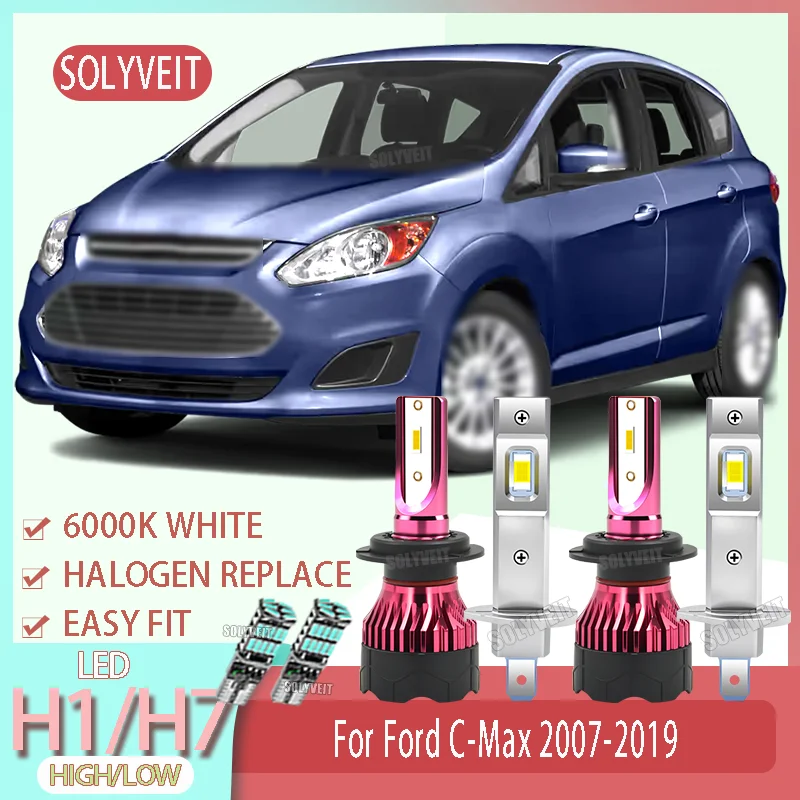 

Newly Upgrade Halogen Replace LED H1 High H7/477/499 Low Beam Bulb For Ford C-Max 2007 2008 2009 2010 2011 2012 2013 2014-2019