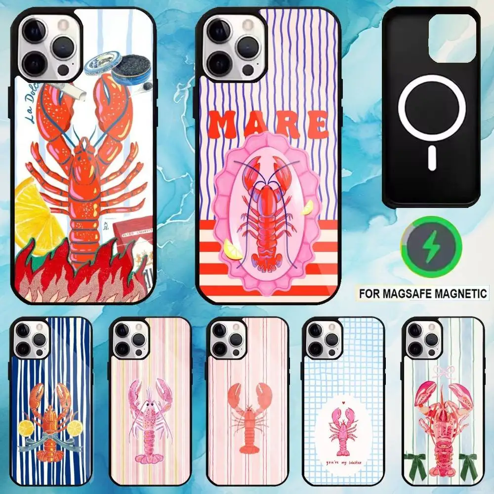 حافظة هاتف على شكل جراد البحر على شكل حيوان لهاتف iPhone17,16,15,14,13,12,11 Plus، Pro Max شحن لاسلكي Magsafe مغناطيسي #1
