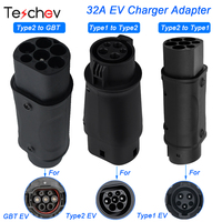 Teschev 32A Type1 to Type2 EV Charger Adaptor Type2 to GBT Electric Vehicle Connector Type2 to Type1 Conventor EVSE