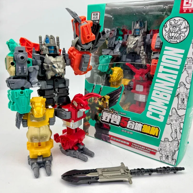 Robot de bestia mecánica transformación 16CM 5 en 1 Predacons Predaking figura de acción Robot juguetes regalo para niños en Stock