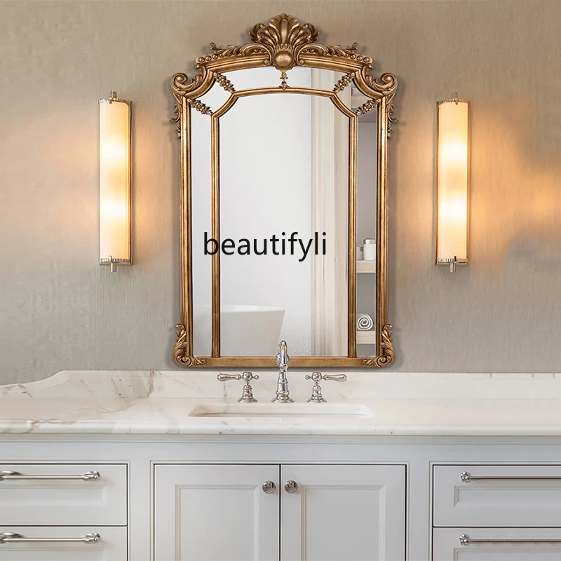 European-Style Home Rectangular Relief Decorative   Bedroom Living Room Entrance Dressing Table Wash Bathroom Mirror