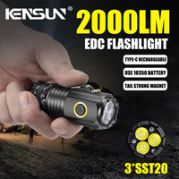 High Quality 3*SST20 LED Aluminum Alloy Flashlight with Magnet 18650 Battery Rechargeable Torch for Outdoor Hiking Camping