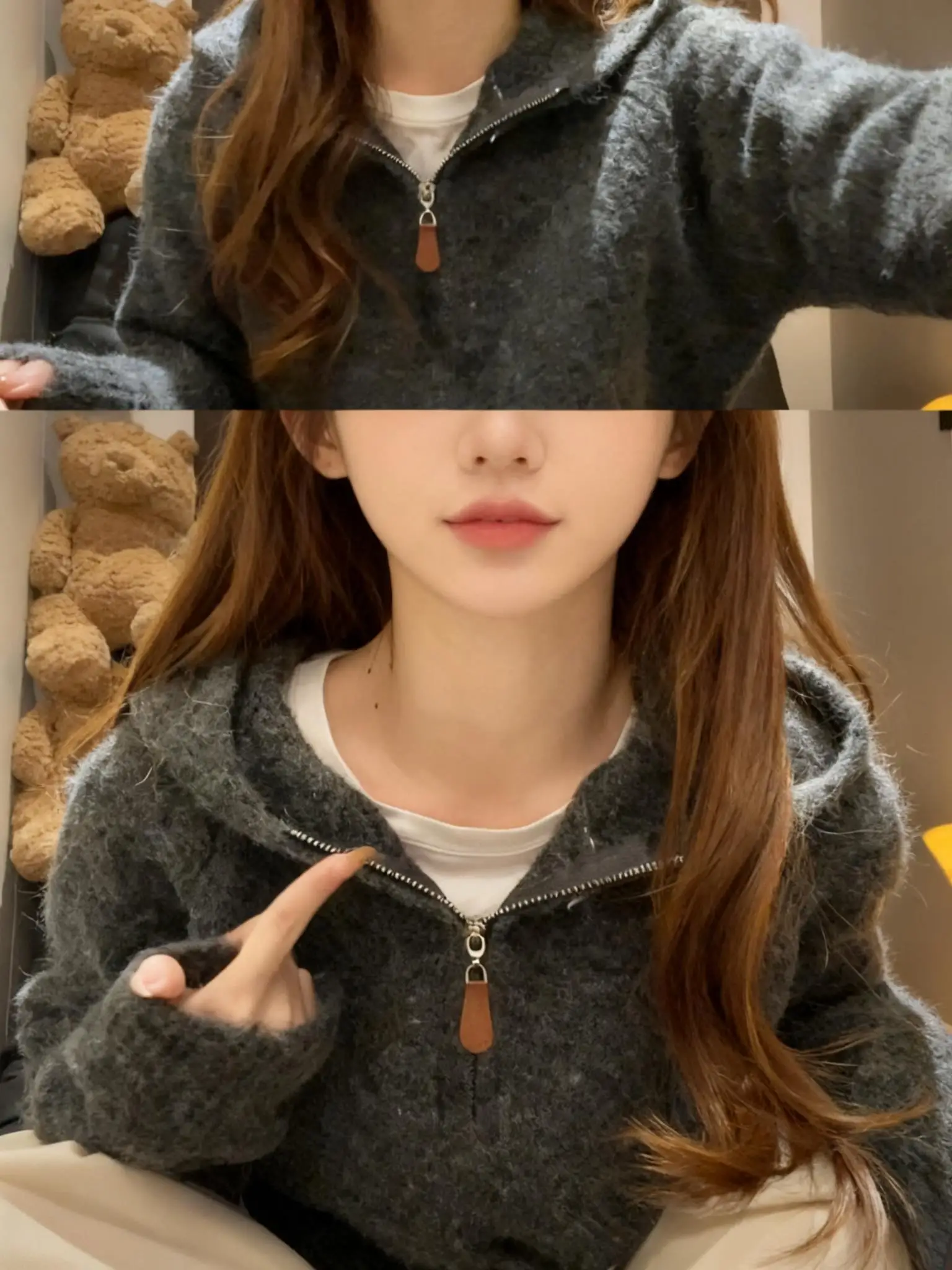 

Women's Thiened Soft Knitted Sweater with f Zipper oulder Sve Autumn Winter Casual Vintage Loose Fit Top Coat