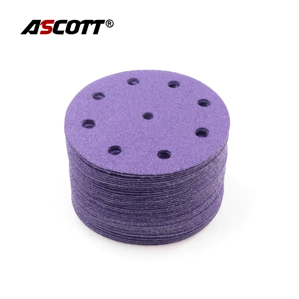 Durevole 100 pezzi tampone per lucidatura in carta vetrata a 9 fori floccaggio ruota in carta vetrata mola a secco lucidatura del legno per auto