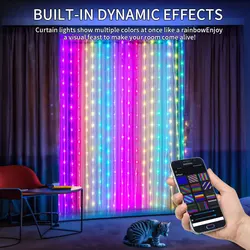 WS2812 WS2812B Smart Bluetooth RGB Curtain LED String Lights 400leds/m Garland APP DIY Picture Display Party Wedding Decor Lamp