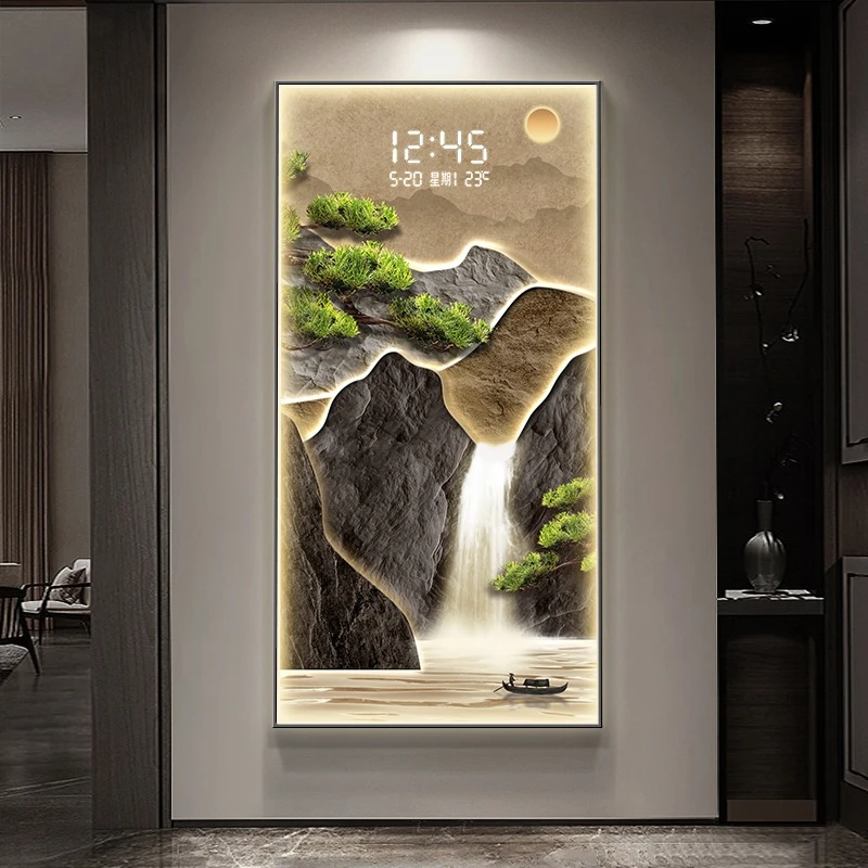 entrance painting Wall clock electronic screen creative landscape hanging Wall clock painting art reloj digital de pared decor