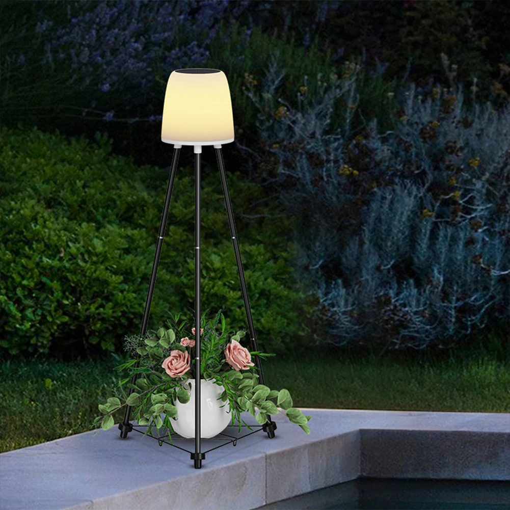 Solar Powered Street Lights, Metal Solar Floor Lights Outdoor With Plant Stands, Solar Lantern For Garden Yard Pathway Driveway