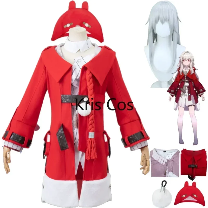 

FC6Аниме-игра Honkai: Star Rail Clara Косплей Костюм Белобог Парик Красный Тренч Униформа Юбка Женщина Сексуальная Kawaii Рождество @ FC8!