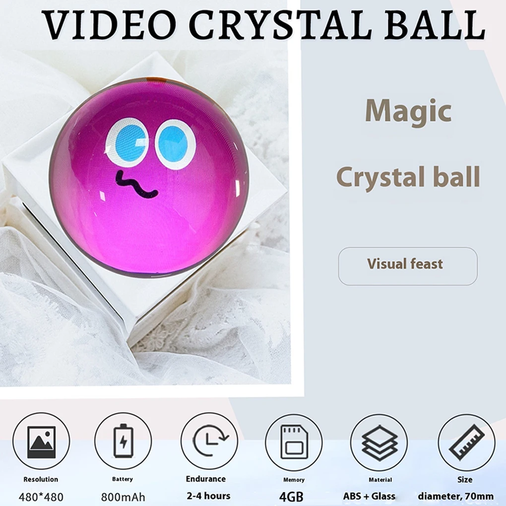 3D Effect Video Crystal Ball Memory sphere Art Glass Ball Lamp Spherical Pixel 2.7 inchs Screen 4GB Videos Player Spherical Gift