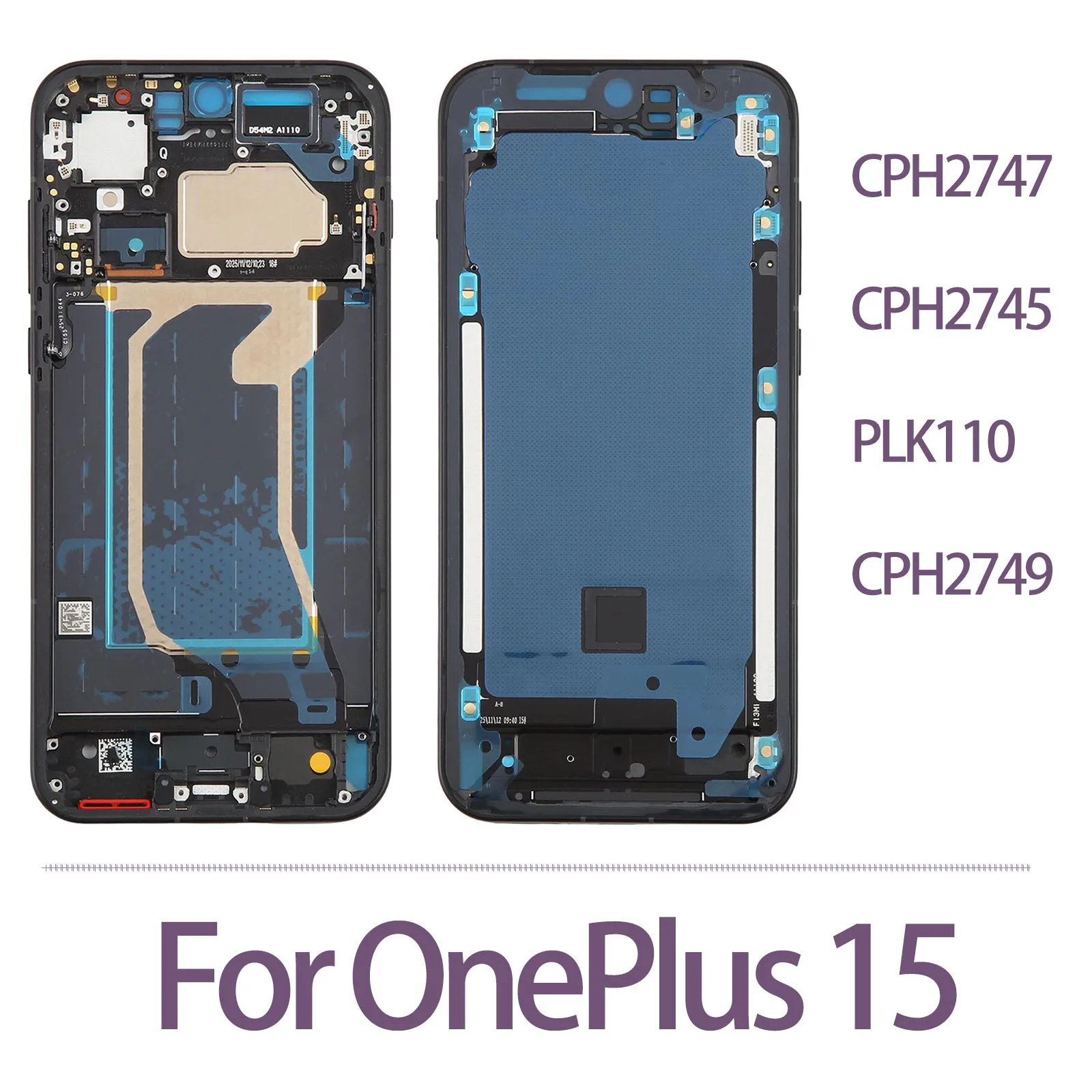 Middle Frame Bezel Plate with Power Volume Button / Flex Cable For OnePlus 15 CPH2747 CPH2745 PLK110 CPH2749
