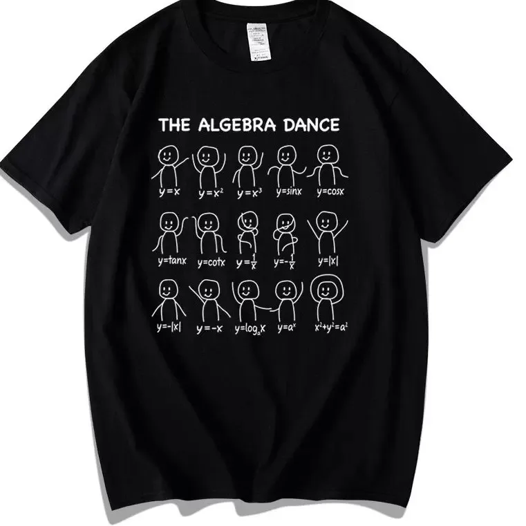 Loose Fit Student T-Shirt Mathematical Algebra Dance Creativity Unisex High School Junior High European Size Cotton Summer Tee