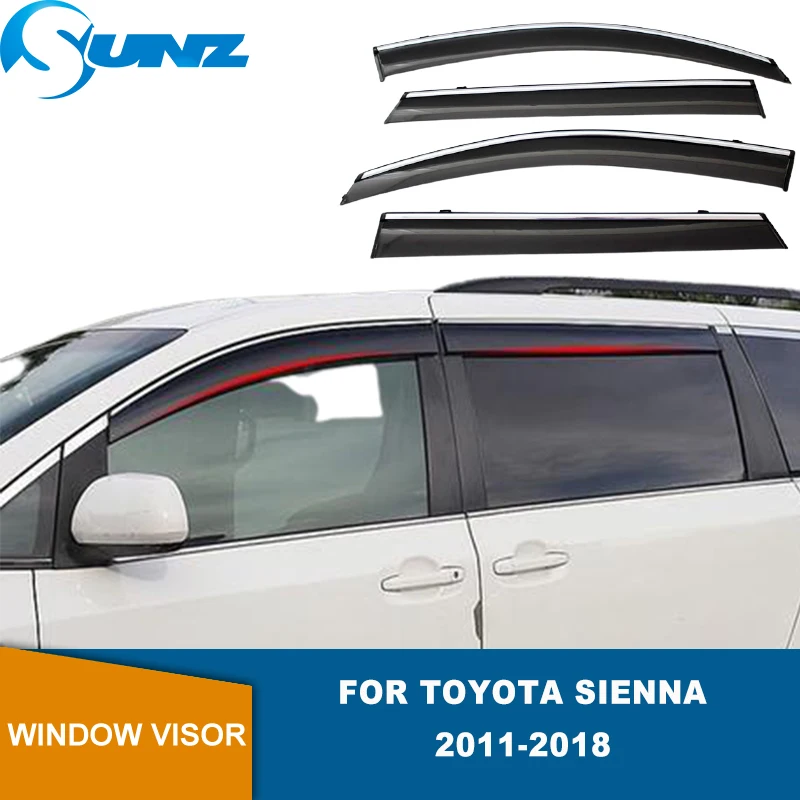 

Side Window Visor For Toyota Sienna 2011 2012 2013 2014 2015 2016 2017 2018 4pcs Weathershields Wind Rain Guards For Sienna SUNZ