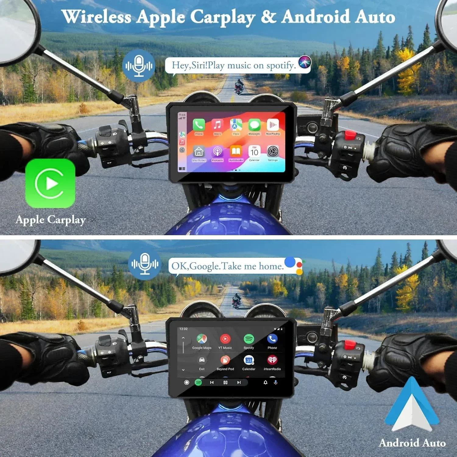Jansite-cámara para salpicadero de motocicleta, 7 pulgadas, Carplay, DVR, navegación GPS, inalámbrica, CarPlay, Android, cámara para casco de motocicleta, accesorios para Moto