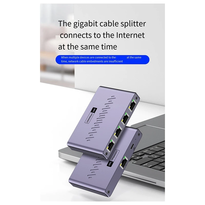 New Network Cable Splitter 1 To 4 Gigabit Network Distributor Simultaneous Internet Access, RJ45 Network Switch Extender