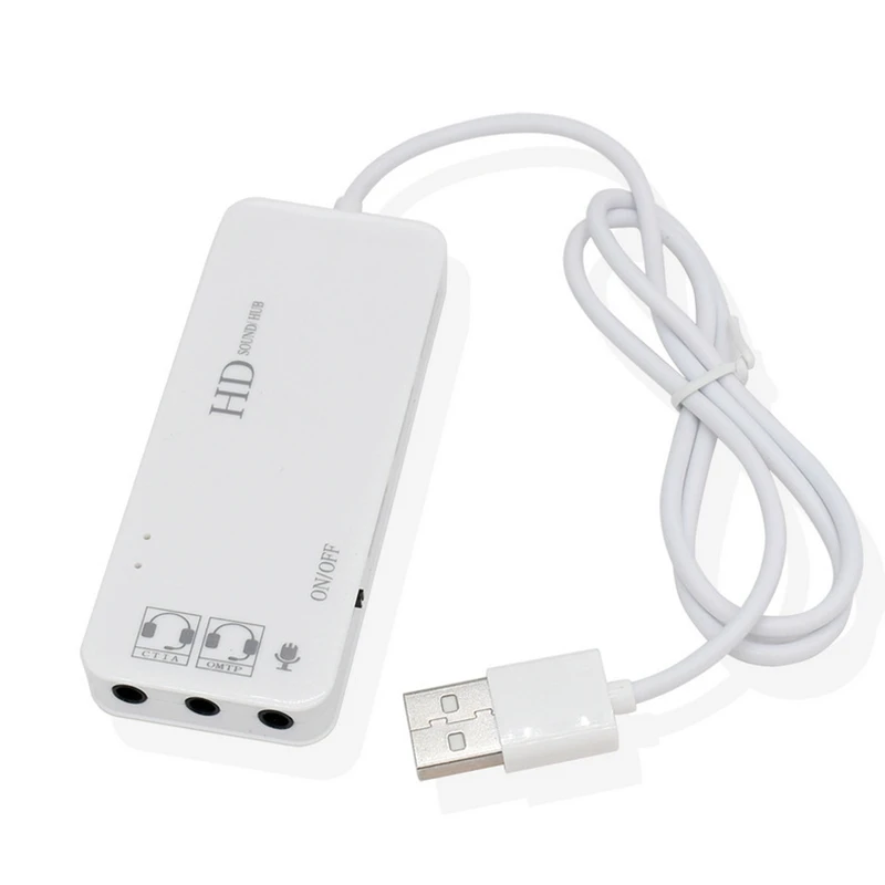 USB 2.0 3 Ports Hub with External 7.1 Channel Stereo Sound Card Headphone Microphone Adapter for PC Laptop Computer Driver Free