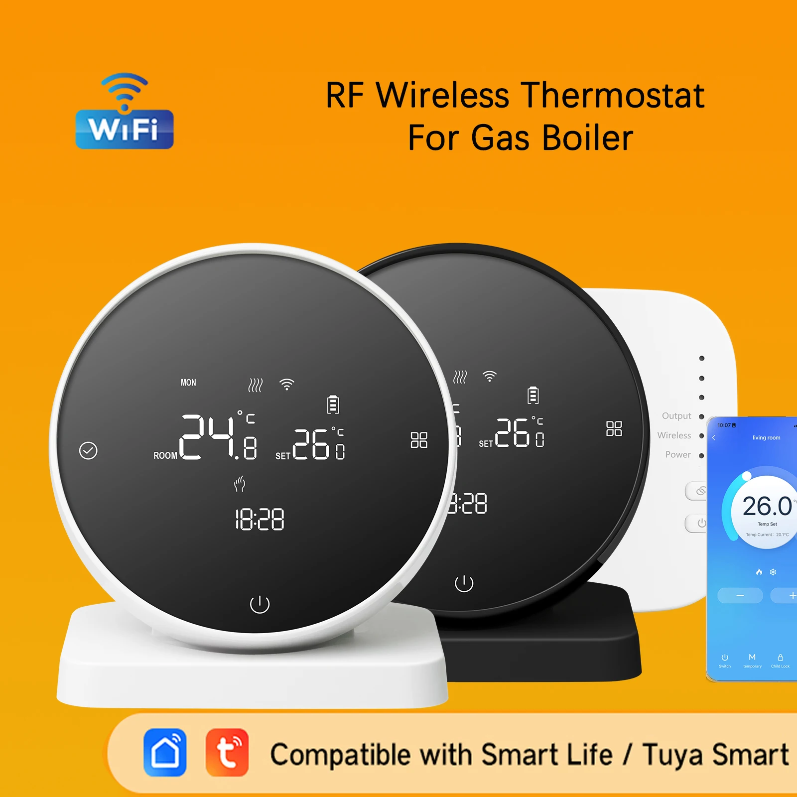 RF-Funkthermostat für Gaskessel, Batteriesteuerung, programmierbarer WiFi-Thermostat, Wasserboden, funktioniert mit Google Home Alexa Alice